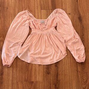 Urban Outfitters Y2K Blush Pink Blouse, flowy sleeve, BOHO, Whimscial, Fairycore